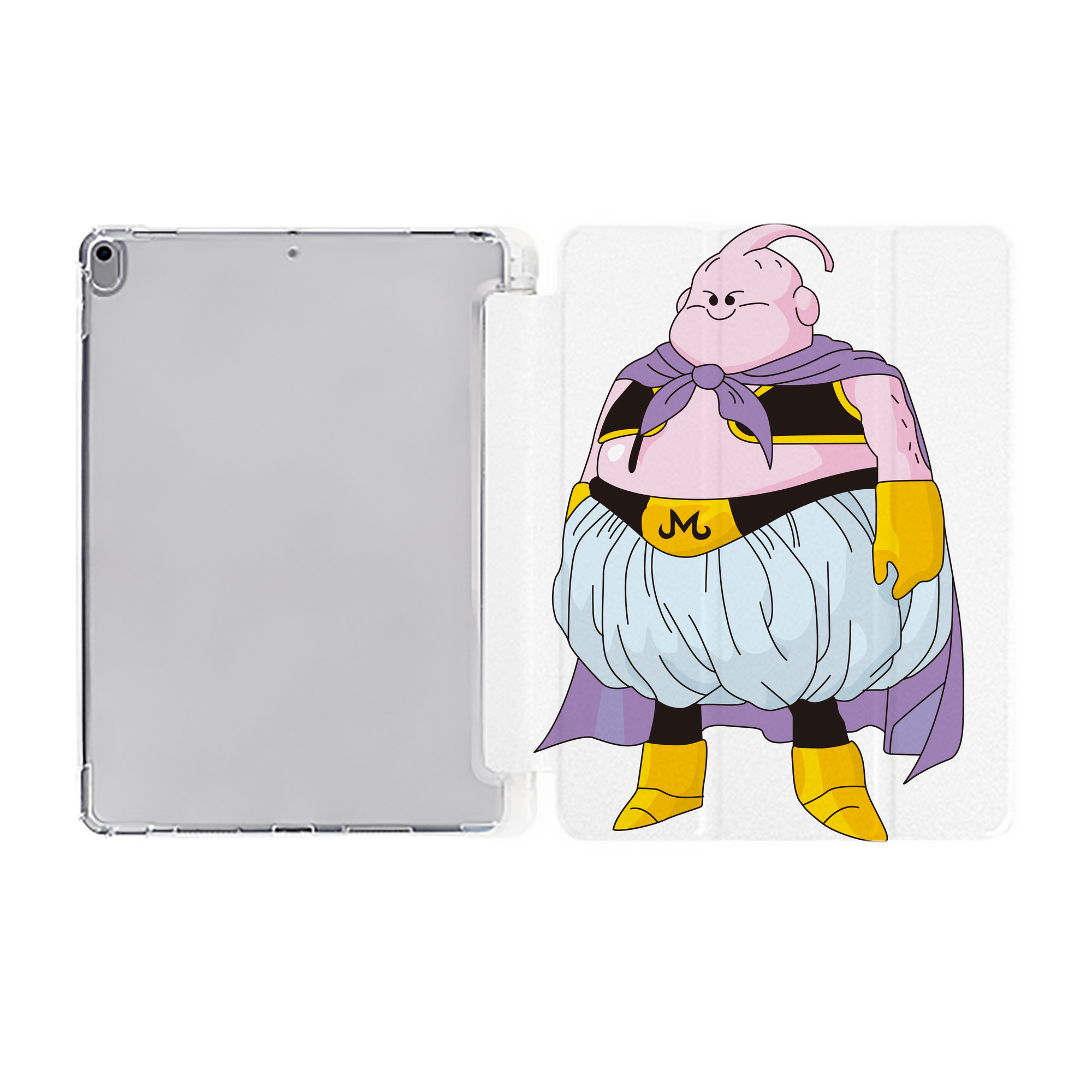 （画像用） ドラゴンボール 魔人ブウ DRAGON BALL Majin Buu IPad ケース ペン収納付き 三つ折りスタンド PUレザー×シリコン 対応機種9.5/10.5/10.9インチ